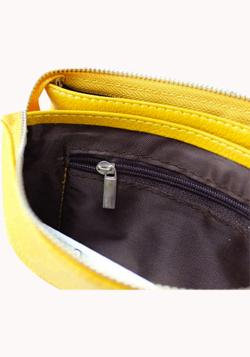 Super Three Pockets Purse Croc Effect Leather Yellow