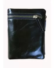 Tina Vintage Oil Wax Cowhide Zip Wallet Black