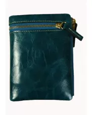 Tina Vintage Oil Wax Cowhide Zip Wallet Blue