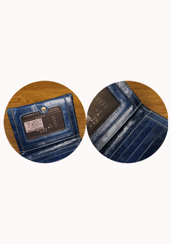 Tina Vintage Oil Wax Cowhide Zip Wallet Blue
