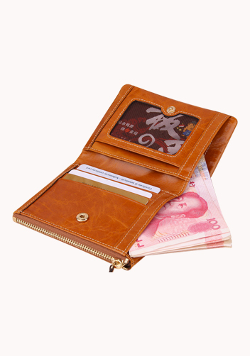 Tina Vintage Oil Wax Cowhide Zip Wallet Camel