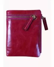 Tina Vintage Oil Wax Cowhide Zip Wallet Hot Pink