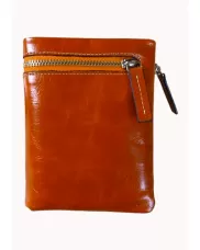 Tina Vintage Oil Wax Cowhide Zip Wallet Orange