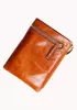 Tina Vintage Oil Wax Cowhide Zip Wallet Orange