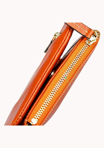 Tina Vintage Oil Wax Cowhide Zip Wallet Orange