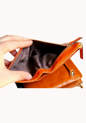 Tina Vintage Oil Wax Cowhide Zip Wallet Orange