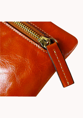 Tina Vintage Oil Wax Cowhide Zip Wallet Orange
