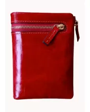 Tina Vintage Oil Wax Cowhide Zip Wallet Red