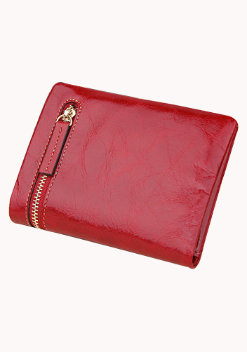 Tina Vintage Oil Wax Cowhide Zip Wallet Red