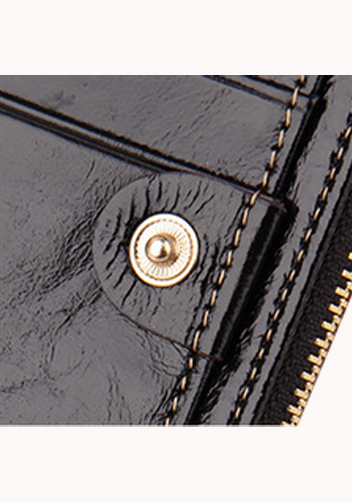 Tina Vintage Oil Wax Cowhide Zip Long Wallet Black