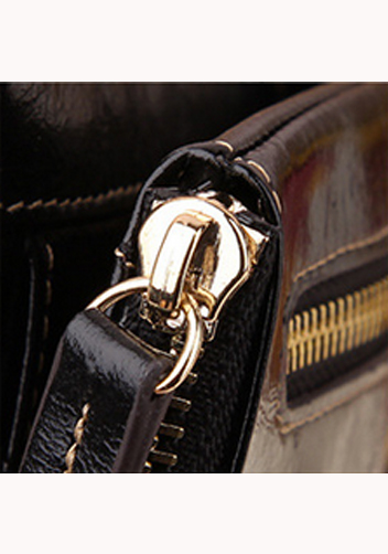 Tina Vintage Oil Wax Cowhide Zip Long Wallet Black