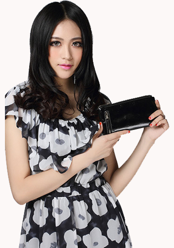 Tina Vintage Oil Wax Cowhide Zip Long Wallet Black