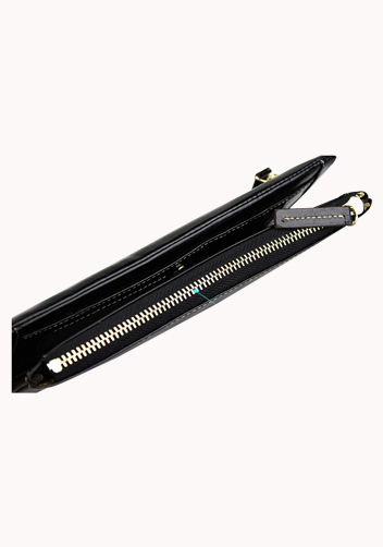 Tina Vintage Oil Wax Cowhide Zip Long Wallet Black