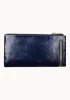 Tina Vintage Oil Wax Cowhide Zip Long Wallet Blue