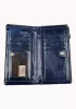 Tina Vintage Oil Wax Cowhide Zip Long Wallet Blue
