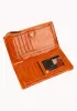 Tina Vintage Oil Wax Cowhide Zip Long Wallet Orange