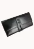 Michaela Vintage Oil Wax Cowhide Tri-Folds Wallet Black