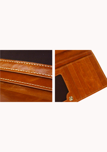 Michaela Vintage Oil Wax Cowhide Tri-Folds Wallet Camel