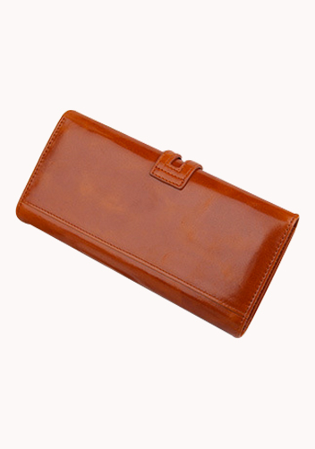 Michaela Vintage Oil Wax Cowhide Tri-Folds Wallet Camel
