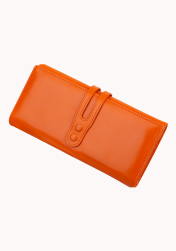 Michaela Vintage Oil Wax Cowhide Tri-Folds Wallet Orange