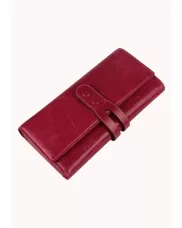 Michaela Vintage Oil Wax Cowhide Tri-Folds Wallet Red