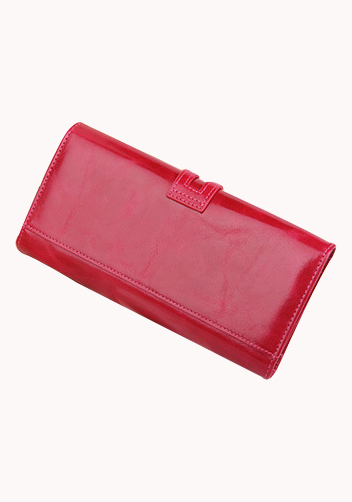 Michaela Vintage Oil Wax Cowhide Tri-Folds Wallet Red