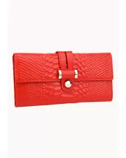 Maggie Tri-Folds Wallet In Snake Effect Leather Red 