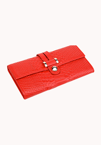 Maggie Tri-Folds Wallet In Snake Effect Leather Red 
