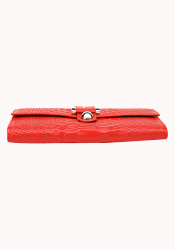 Maggie Tri-Folds Wallet In Snake Effect Leather Red 