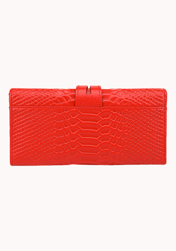 Maggie Tri-Folds Wallet In Snake Effect Leather Red 