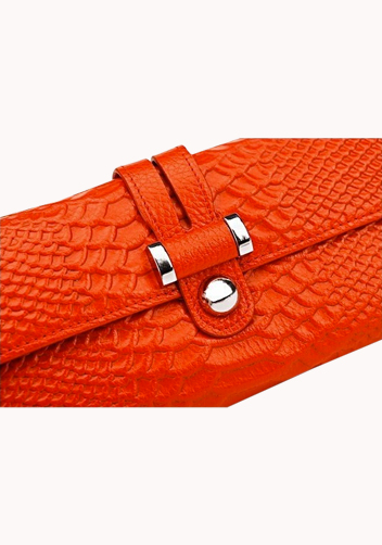 Maggie Tri-Folds Wallet In Snake Effect Leather Red 