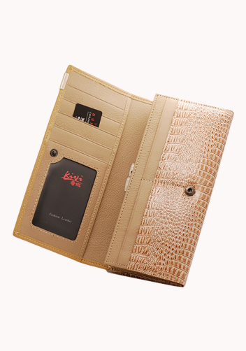 The Alligator Wallet Croc Leather Khaki