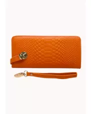 The Coralie Wallet Croc Leather Orange