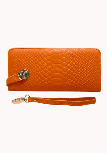 The Coralie Wallet Croc Leather Orange