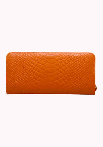The Coralie Wallet Croc Leather Orange
