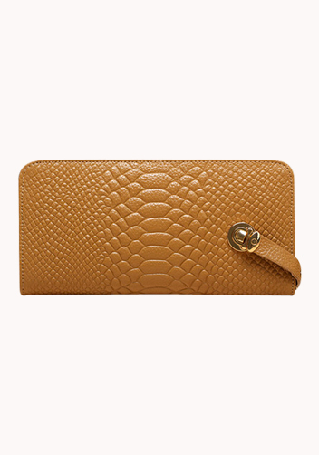 The Coralie Wallet Croc Leather Tan