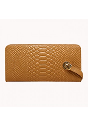The Coralie Wallet Croc Leather Tan