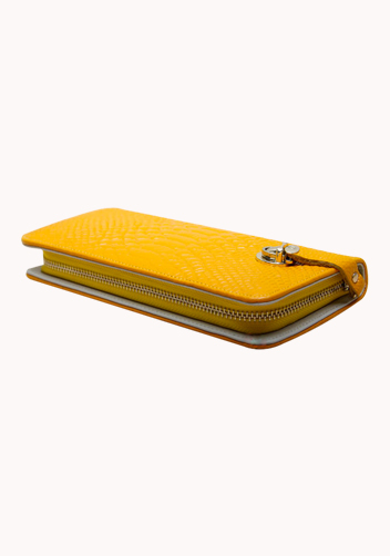 The Coralie Wallet Croc Leather Yellow
