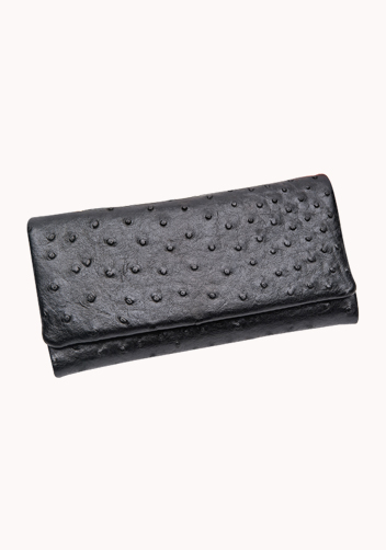 Valeria Wallet Ostrich Leather Black