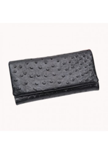 Valeria Wallet Ostrich Leather Black