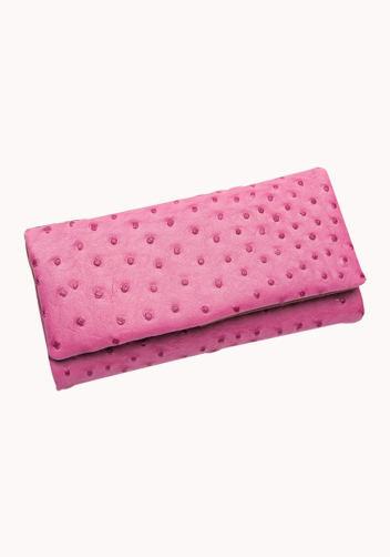 Valeria Wallet Ostrich Leather Pink