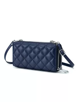 Jenna Quilted Wallet Leather Blue
