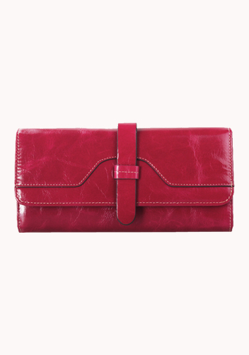 Riza Vintage Oil Wax Cowhide Tri-folds Wallet Red