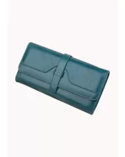 Riza Vintage Oil Wax Cowhide Tri-folds Wallet Blue