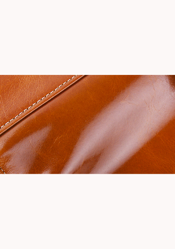 Riza Vintage Oil Wax Cowhide Tri-folds Wallet Camel