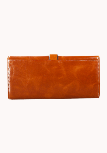 Riza Vintage Oil Wax Cowhide Tri-folds Wallet Camel