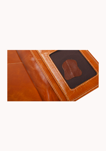 Riza Vintage Oil Wax Cowhide Tri-folds Wallet Camel