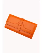 Riza Vintage Oil Wax Cowhide Tri-folds Wallet Orange