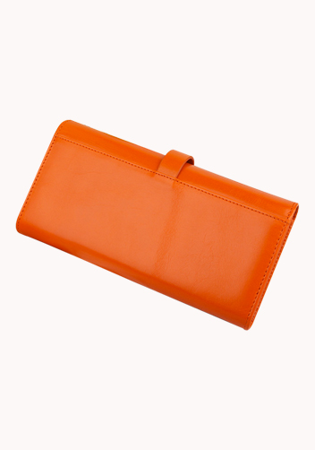Riza Vintage Oil Wax Cowhide Tri-folds Wallet Orange