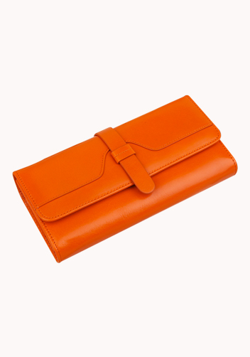 Riza Vintage Oil Wax Cowhide Tri-folds Wallet Orange